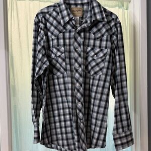 Wrangler Black and White Checkered Shirt men large